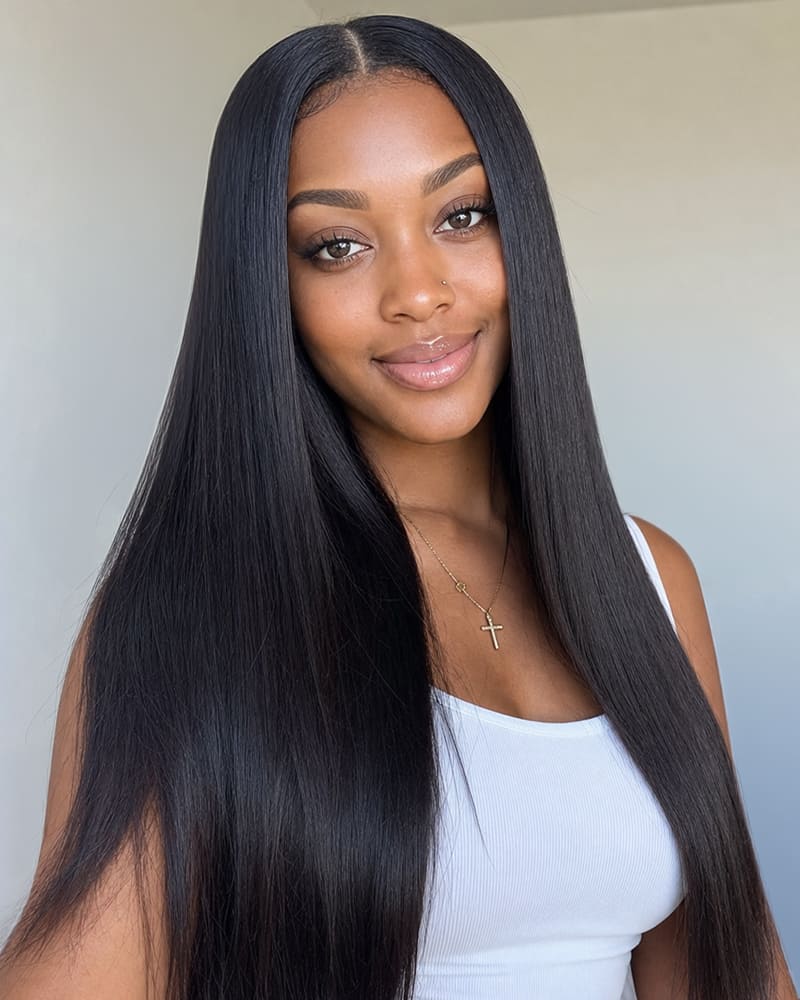 silky straight hd lace wig 100% human hair wig glueless wigs for black women