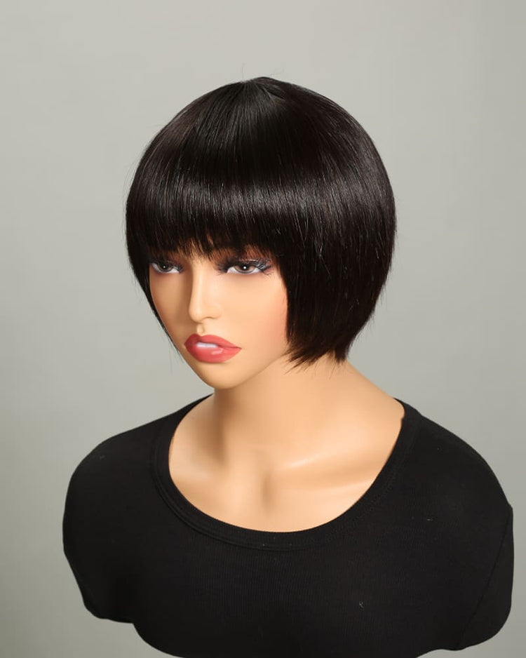【BOGO】Arabella 6 inches Non-Lace Natural Black Straight Bob Wig Machine Made Wig