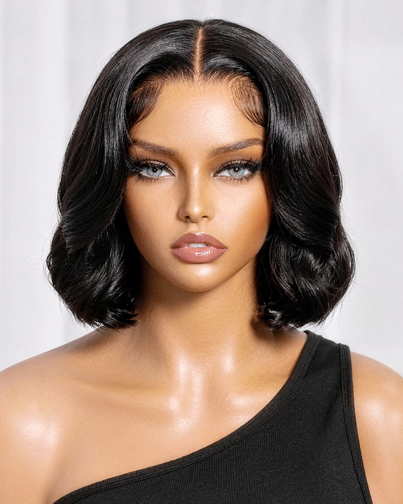Arabella T-Part Lace Body Wave Bob Wig Natural Black Clip Easy Wear &amp; Go