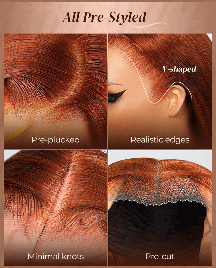 Auburn Highlights Brown Hair Glueless Wig