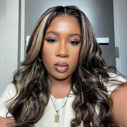 Arabella Balayage Highlights Color Body Wave 6x5 Pre-Cut Lace Front Glueless Human Hair Wig