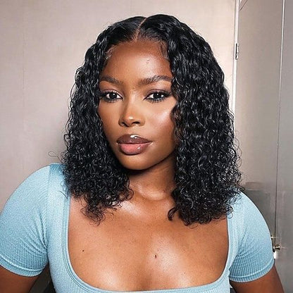 000Bogo Sale | Straight Bob+Deep Wave Bob-T-Part Lace-14inches-Natural Black