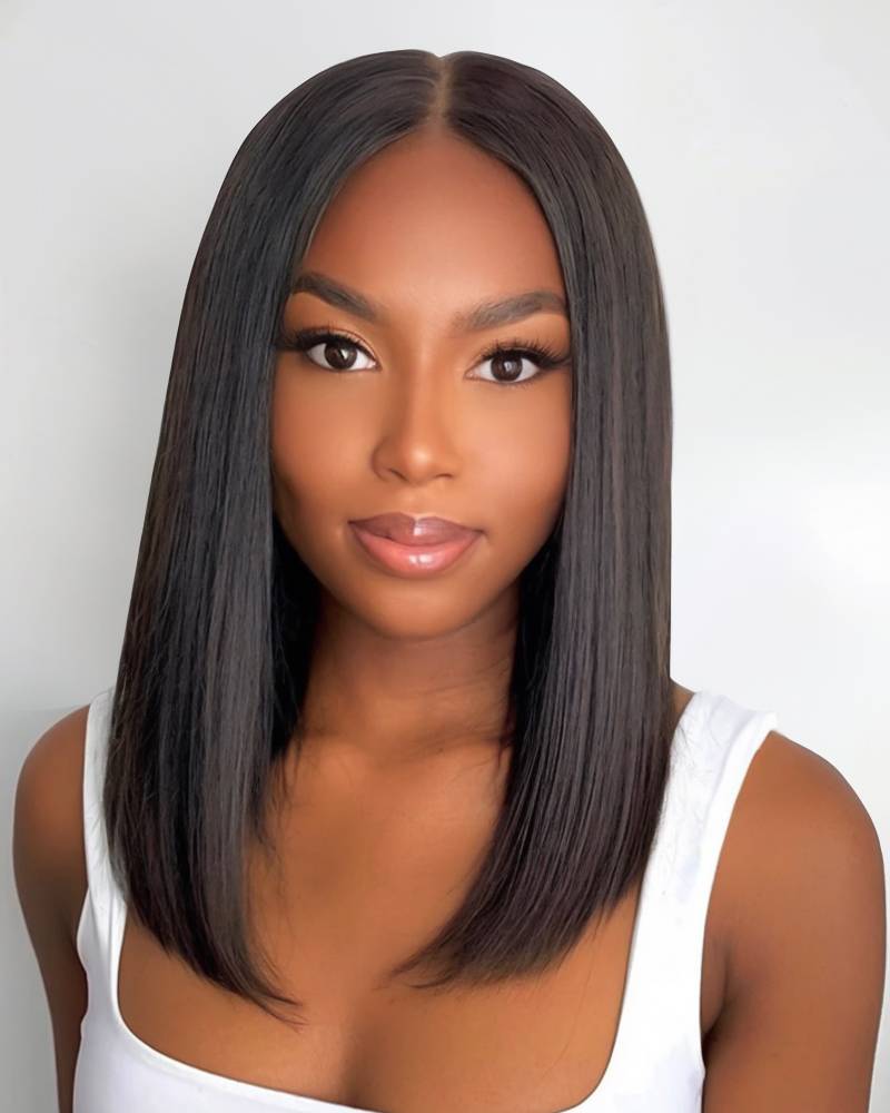 Arabella 6 Inches Deep Part Natural Black Straight Bob Wig 100% human hair wig