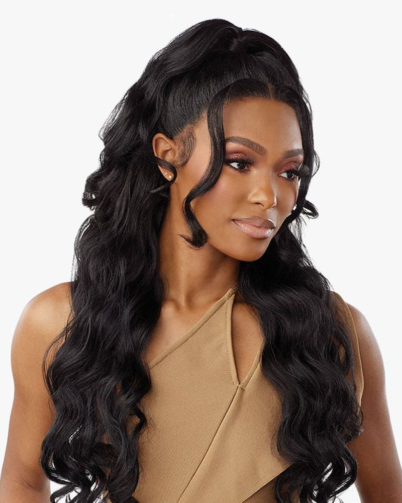 Arabella 360 Full Lace Glueless Body Wave Wig Invisi Drawstring Natural Black Pull &amp; Go
