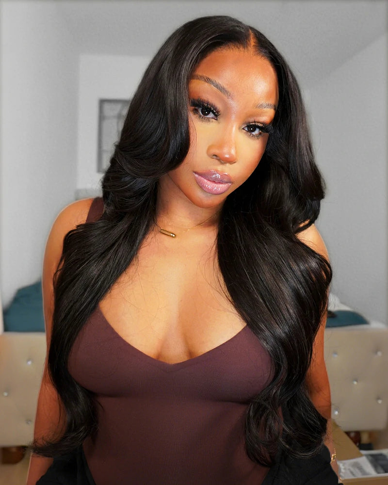 Best black human hair wig: 13x6 glueless body wave lace front