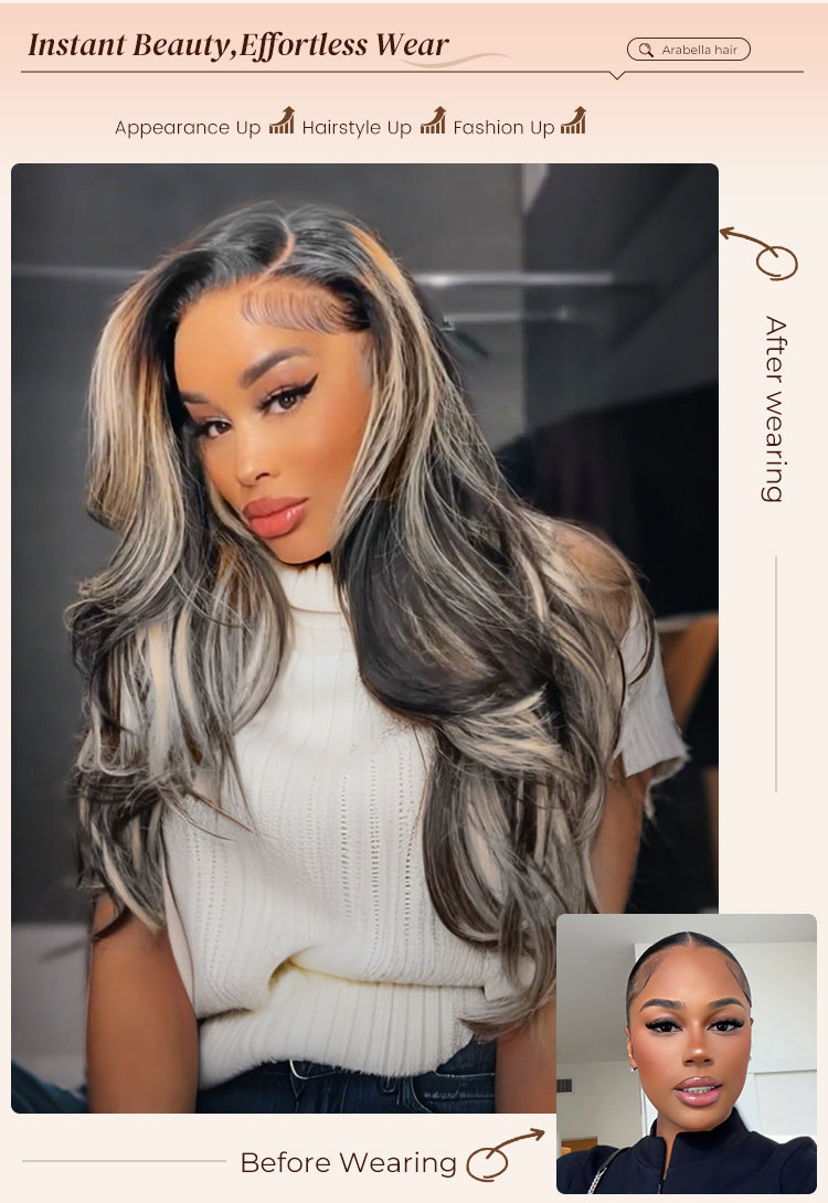 Before and After Wearing Blonde-Balayage-human-wig