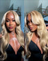 13x6 lace long body wave blonde wig front & side view arabella hair