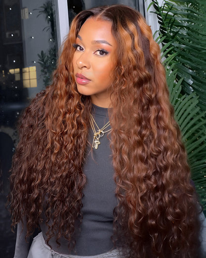 Arabella 13x6 Three-Go™ Glueless Wig Dark Brown Highlights Burmese Curly With Drawstring