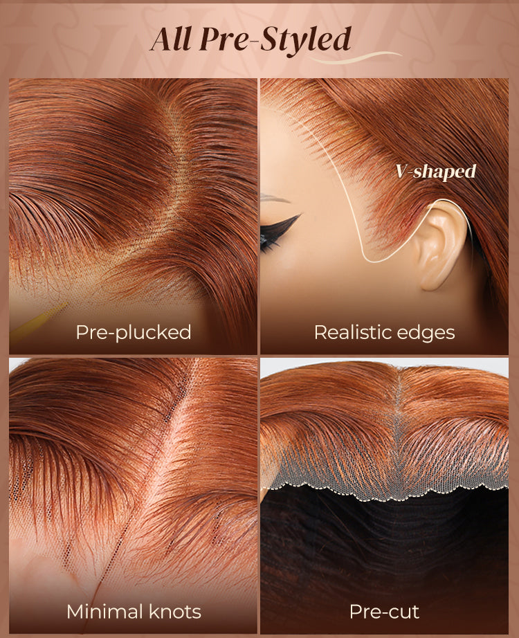 Dark Copper Ginger Glueless Wig