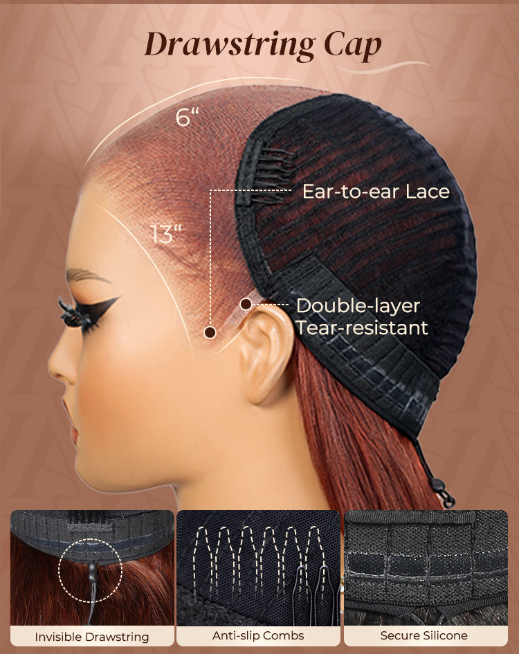 Dark Copper Ginger Glueless Wig