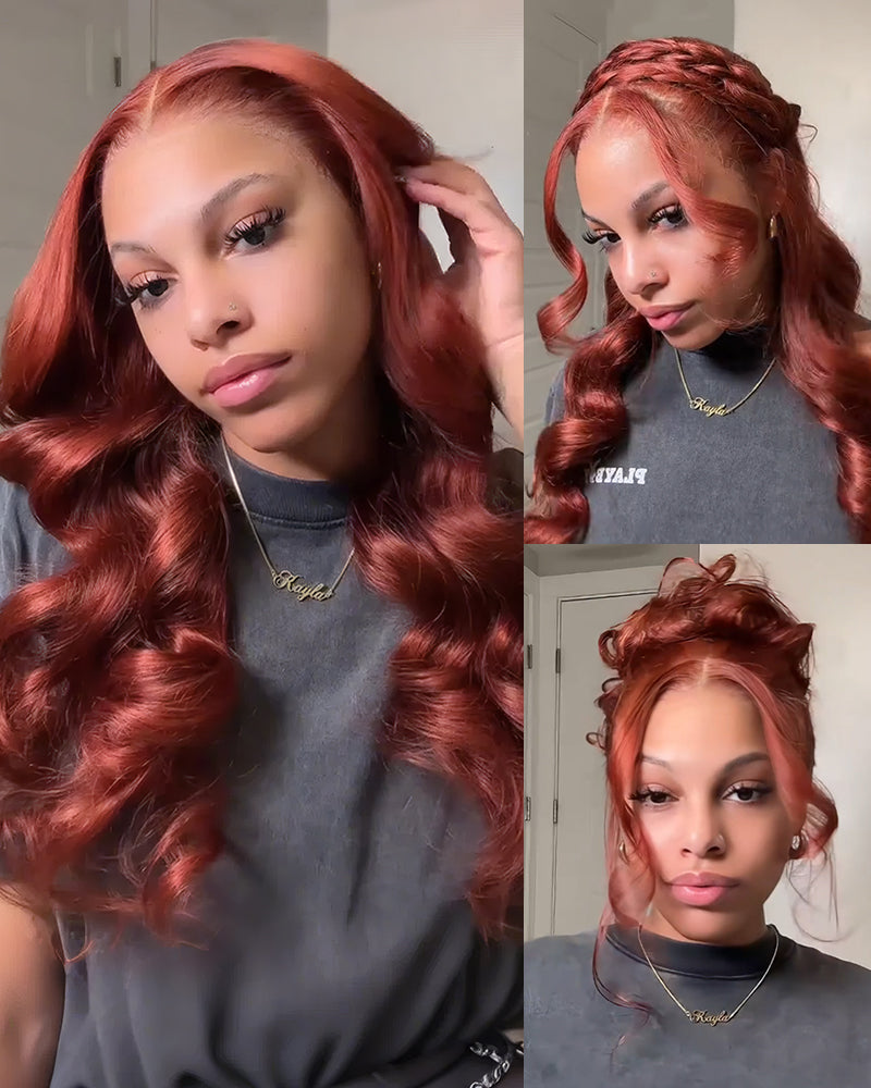 【$299 = 2 WIGS】Arabella 13x6 Three-Go™ Reddish Brown Glueless Wig Loose Body Wave With Drawstring 100% Human Hair Wig