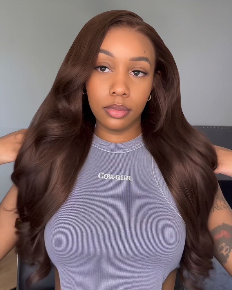 Arabella 13x6 Three-Go™ Chocolate Brown Glueless Wig Body Wave With Drawstring 100% Human Hair Wig