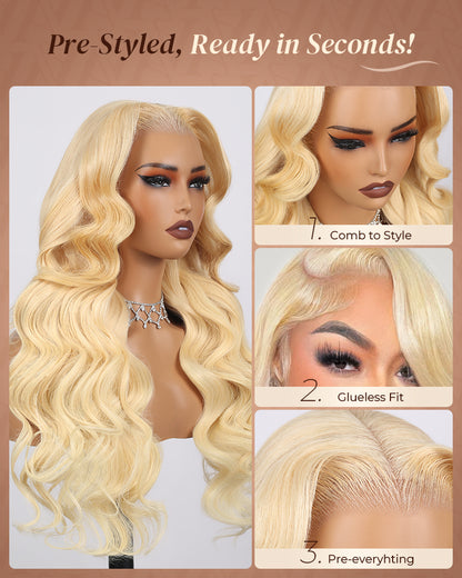 Arabella 13x6 Three-Go™ 613 Blonde Glueless Wig Loose Body Wave With Drawstring 100% Human Hair Wig