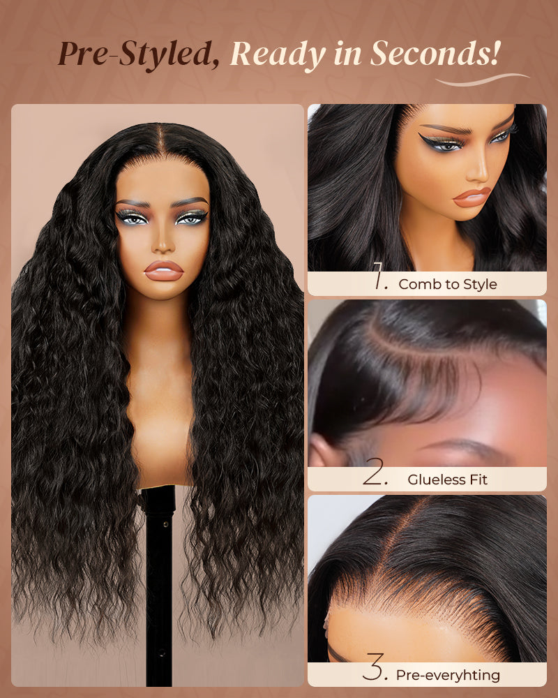 Arabella 13x6 Three-Go™ Glueless Wig Bohemian Curl With Drawstring Natural Black 100% Human Hair Wig