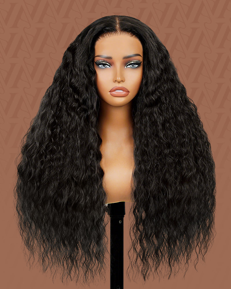 Arabella 13x6 Three-Go™ Glueless Wig Bohemian Curl With Drawstring Natural Black 100% Human Hair Wig