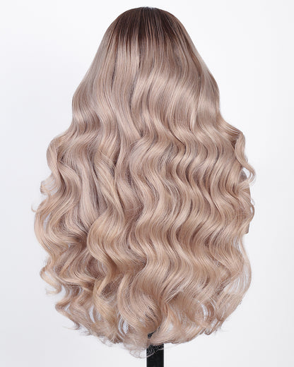 Arabella 13x6 Three-Go™ Ash Blonde Ombre Glueless Wig Loose Body Wave With Drawstring 100% Human Hair Wig