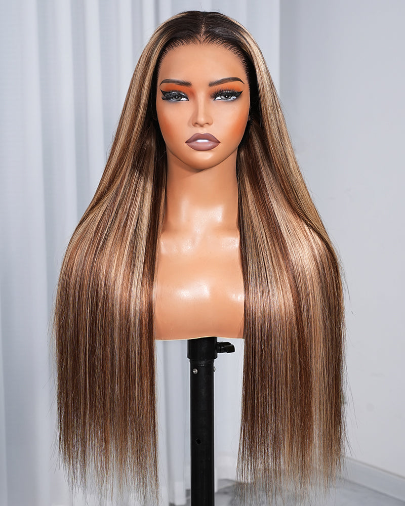 【$299 = 2 WIGS】Arabella 13x6 Three-Go™ Ombre Highlight Honey Blonde Glueless Wig Silky Straight With Drawstring 100% Human Hair Wig