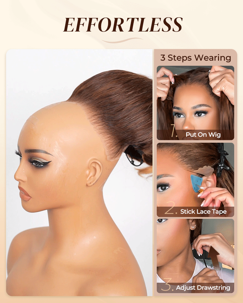 Arabella 13x6 Three-Go™ Glueless Wig Water Wave With Drawstring Natural Black 100% Human Hair Wig