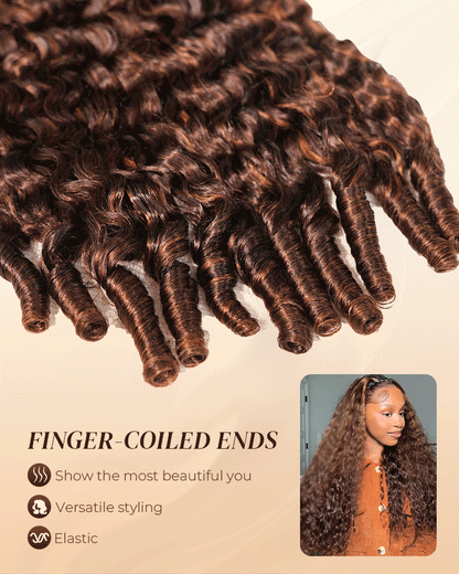 Arabella 13x6 Three-Go™ Glueless Wig Dark Brown Highlights Burmese Curly With Drawstring