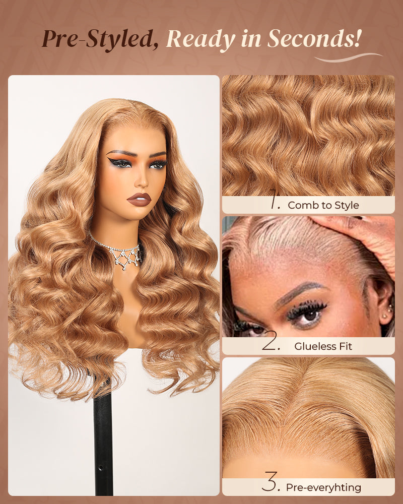 Arabella 13x6 Three-Go™ Milk Tea Brown Glueless Wig Loose Body Wave With Drawstring 100% Human Hair Wig