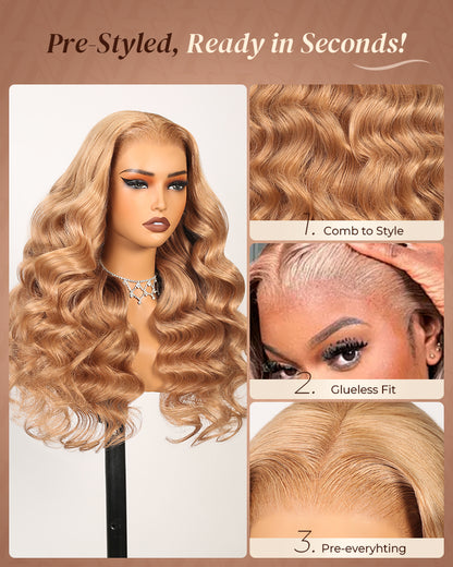 Arabella 13x6 Three-Go™ Milk Tea Brown Glueless Wig Loose Body Wave With Drawstring 100% Human Hair Wig