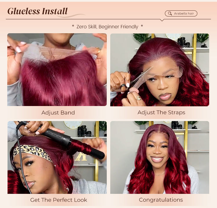 Steps to Install Cherry Red Wig