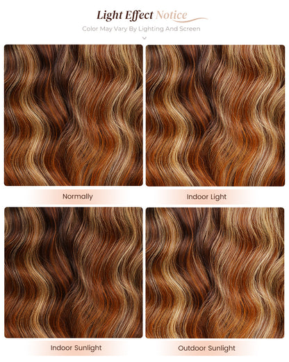 Arabella 6x5 Invisible Knots Glueless Brown Ombre Highlights Loose Body Wave Wig Pre-cut Lace Beginner Friendly