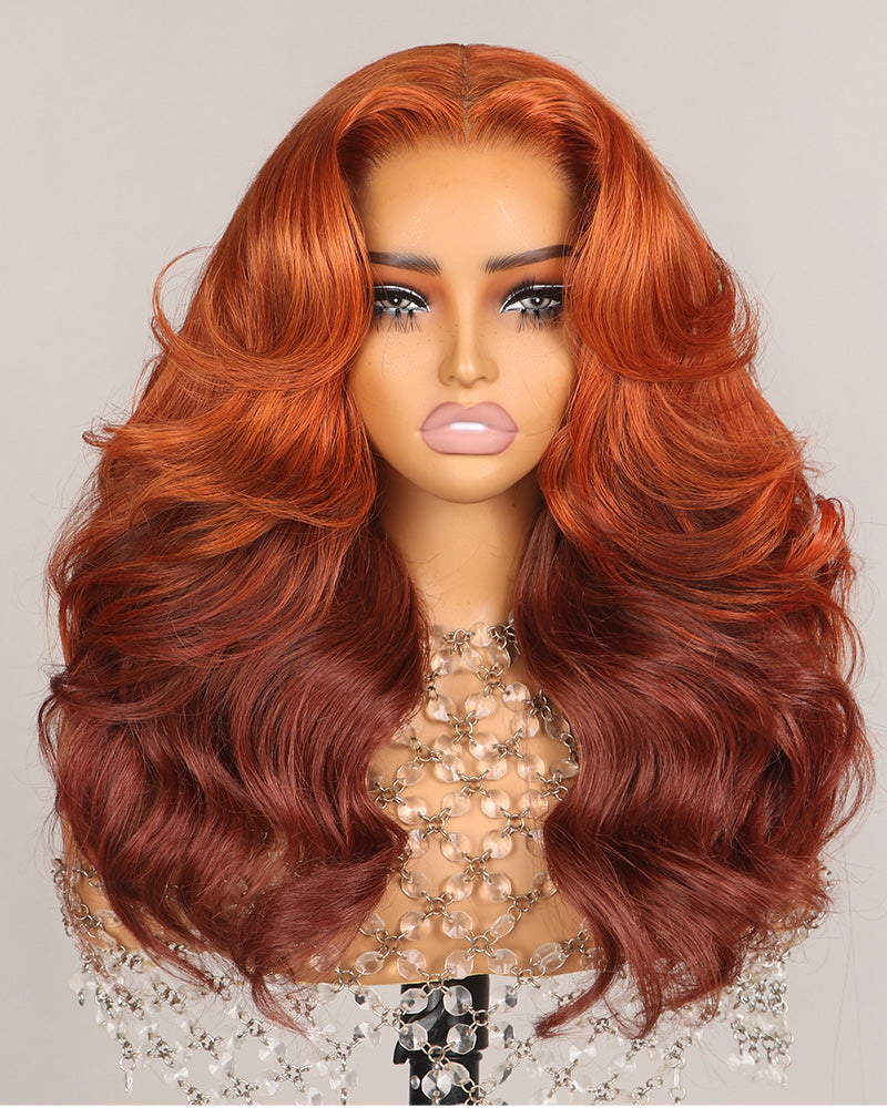 Arabella 6x5 invisible knots Glueless Ginger Ombre Loose Body Wave Wig Pre-cut Lace Beginner Friendly