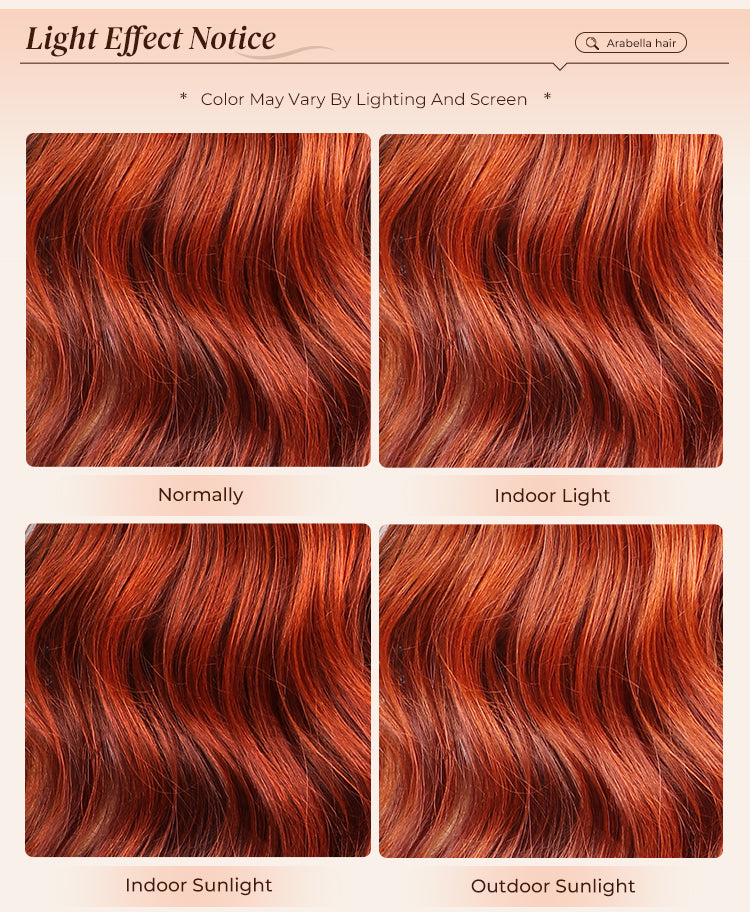 Color Shift of Ginger Brown Wig Under Different Lighting