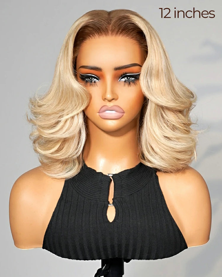 Arabella 6x5 invisible knots Glueless Loose Body Wave Bob Wig Pre-cut Lace Brown Blonde Ombre Beginner Friendly