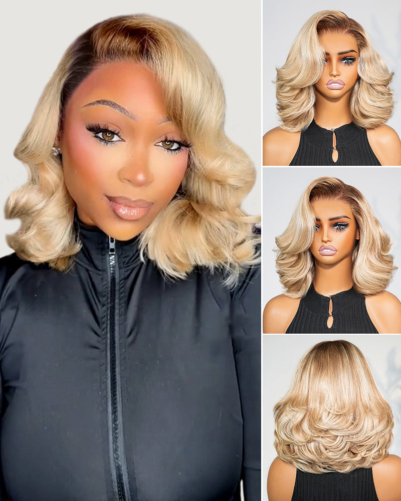 Arabella 6x5 invisible knots Glueless Loose Body Wave Bob Wig Pre-cut Lace Brown Blonde Ombre Beginner Friendly