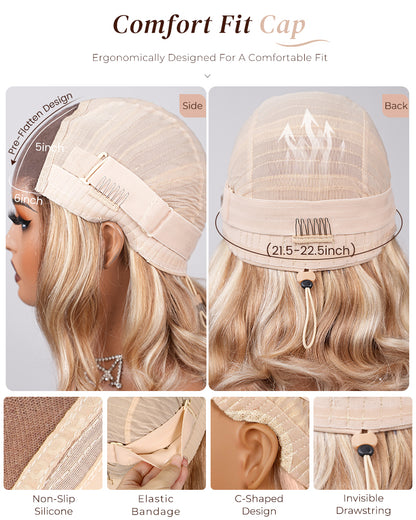 Arabella 6x5 invisible knots Glueless Loose Body Wave Bob Wig Pre-cut Lace Brown Blonde Ombre Beginner Friendly