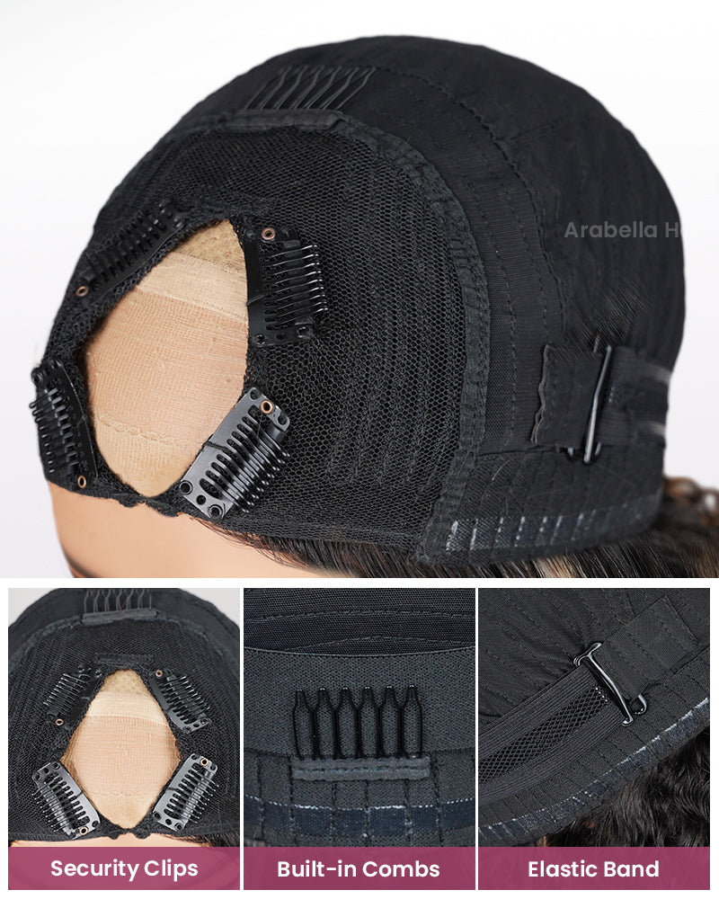 Arabella V-Part Lace Glueless Balayage Highlight Body Wave Wig Invisi Drawstring Clip &amp; Go