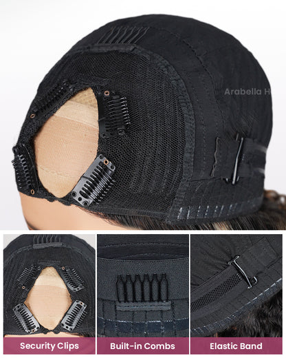 Arabella V-Part Lace Glueless Balayage Highlight Body Wave Wig Invisi Drawstring Clip &amp; Go