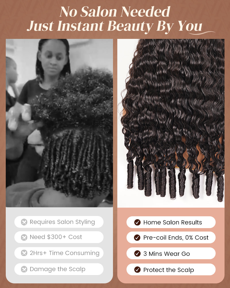 Glueless Wig Water Wave With Finger Coil Ends