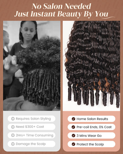 Glueless Wig Water Wave With Finger Coil Ends