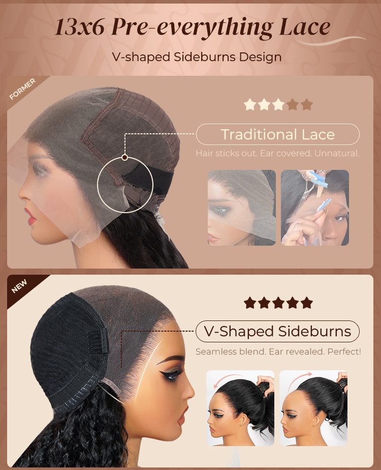 Glueless Wig Water Wave With Finger Coil Ends