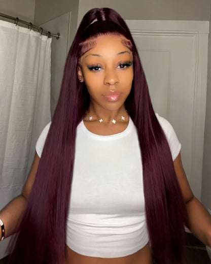 Arabella 13x6 Three-Go™ Dark Plum Glueless Wig Body Wave With Drawstring 100% Human Hair Wig