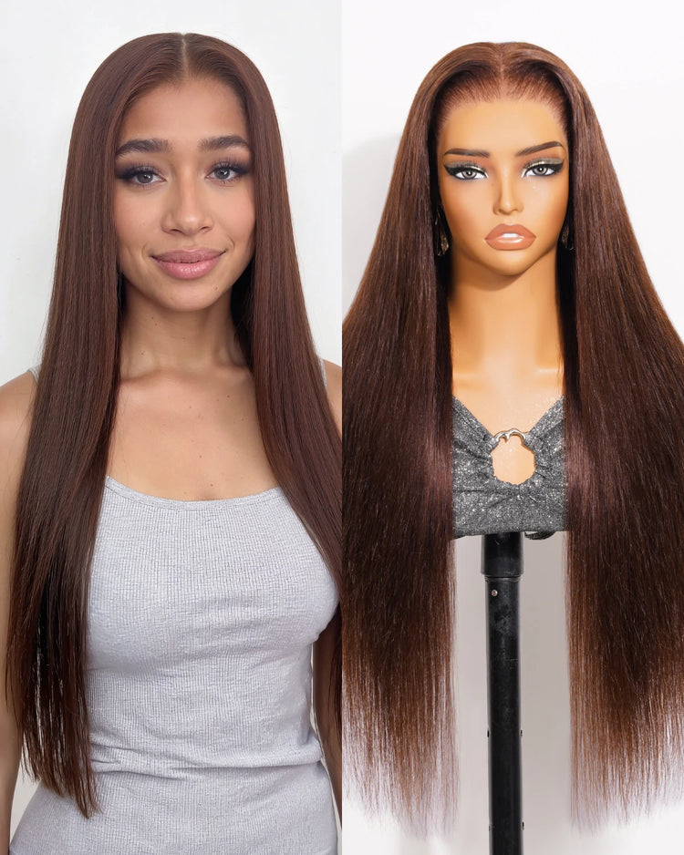 Arabella Zerowear™ HD Lace Chocolate Brown Glueless Wig Silky Straight With Drawstring 100% Human Hair Wig