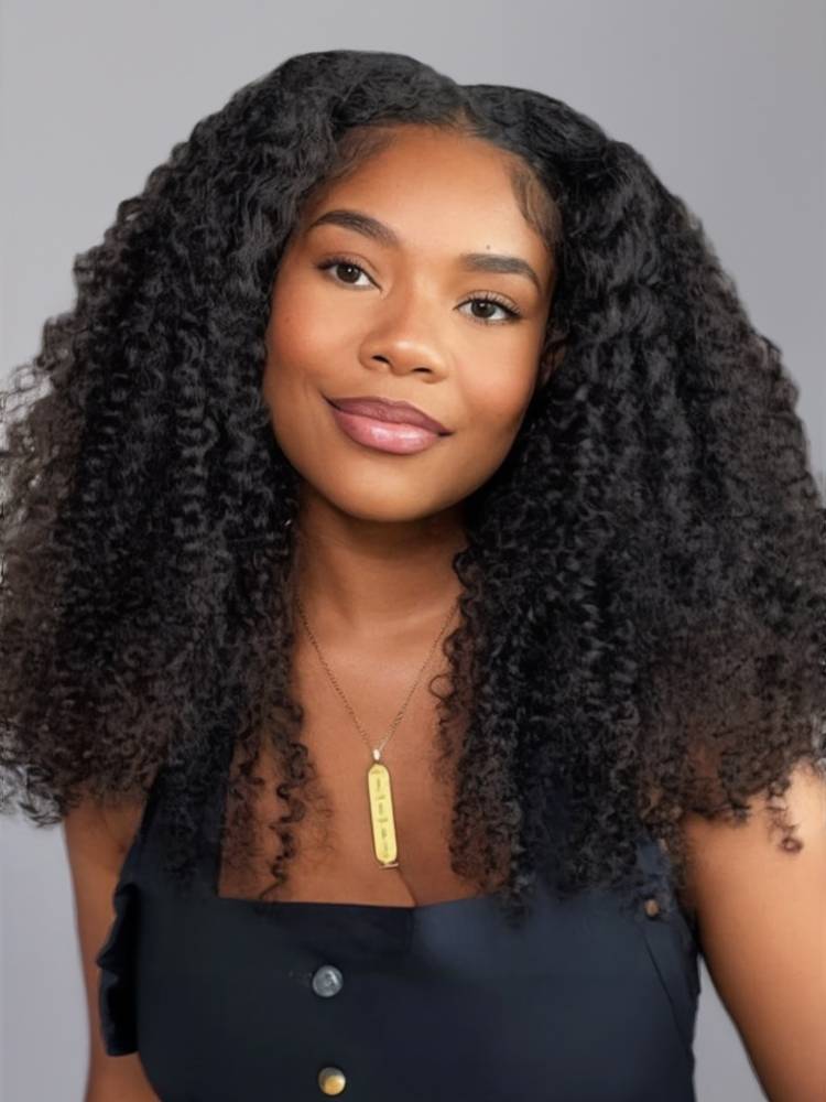 Arabella 6x5/13x4 Lace Glueless Jerry Curly Wig Pre-cut Lace Natural Black Beginner Friendly