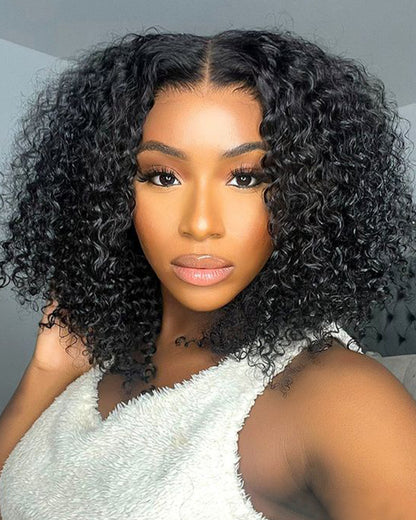 Arabella 6x5/13x4 Lace Glueless Jerry Curly Wig Pre-cut Lace Natural Black Beginner Friendly