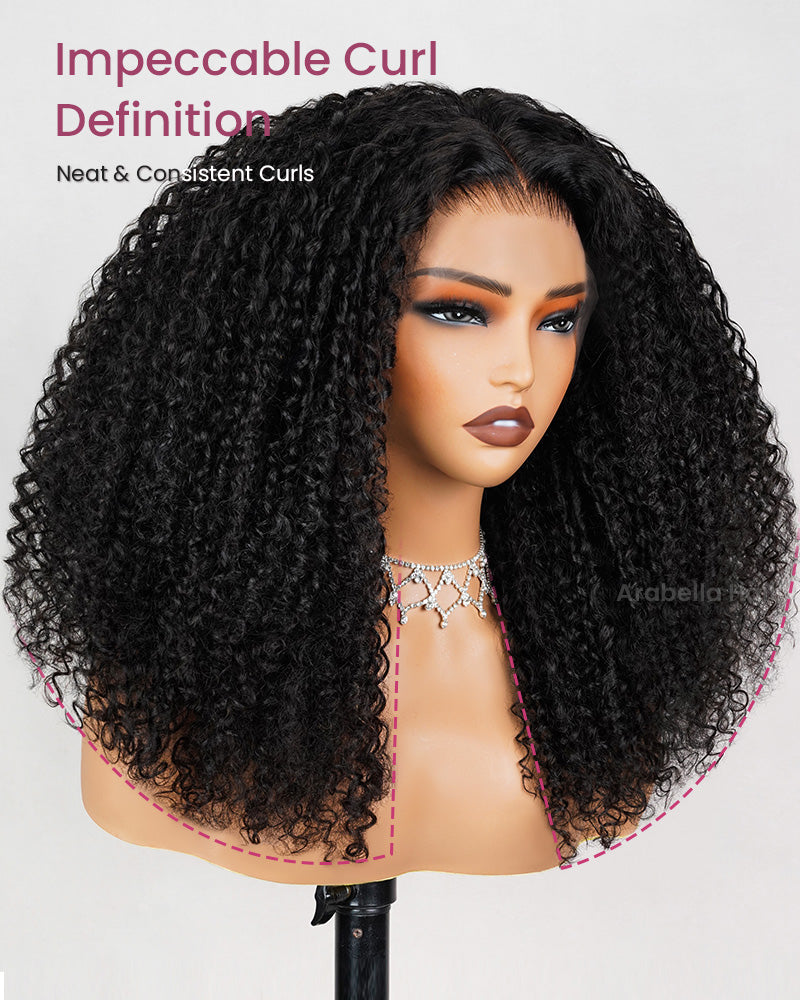 Arabella 6x5/13x4 Lace Glueless Jerry Curly Wig Pre-cut Lace Natural Black Beginner Friendly