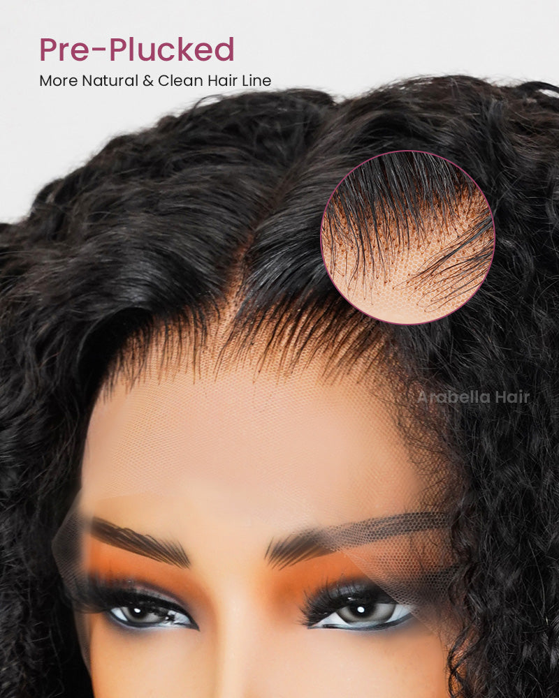 Arabella 6x5/13x4 Lace Glueless Jerry Curly Wig Pre-cut Lace Natural Black Beginner Friendly