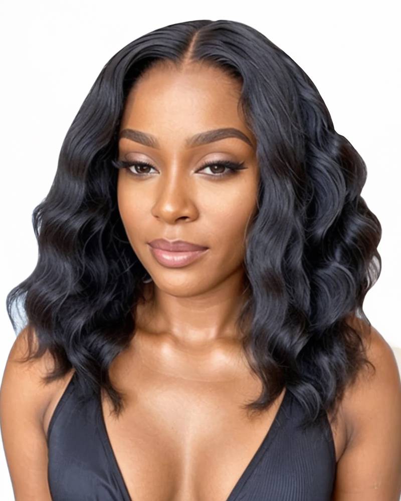 Arabella 6x5 invisible knots Glueless Deep Wave Wig Pre-cut Lace Natural Black Beginner Friendly