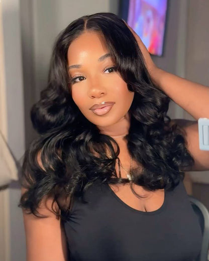 Arabella 6x5 invisible knots Glueless Loose Body Wave Wig Pre-cut Lace Natural Black Beginner Friendly