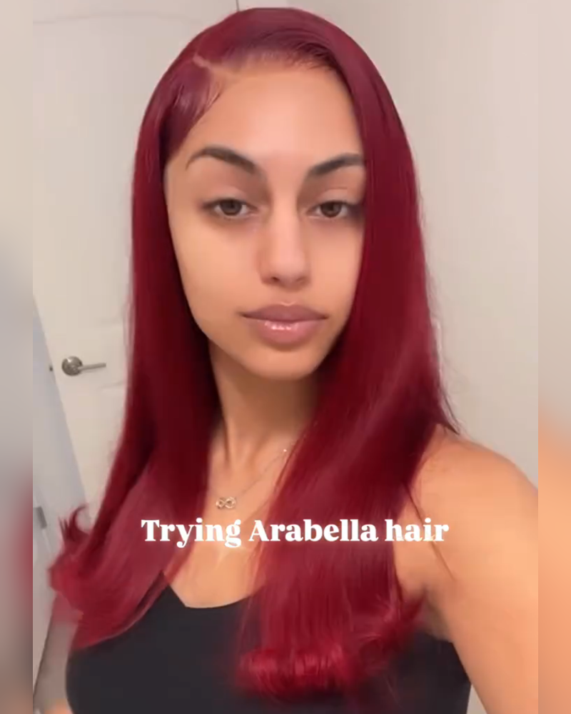Arabella 6x5 invisible knots Glueless Burgundy Straight Wig Pre-cut Lace Beginner Friendly