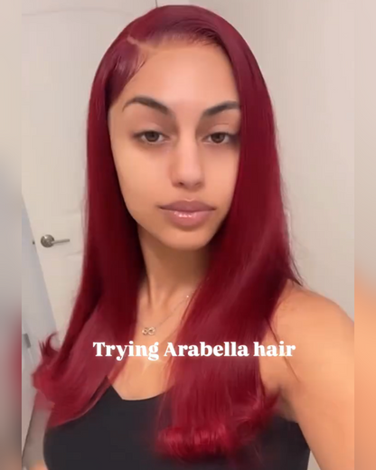 Arabella 6x5 invisible knots Glueless Burgundy Straight Wig Pre-cut Lace Beginner Friendly