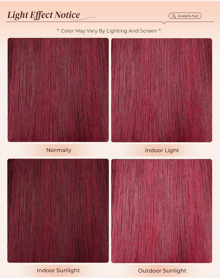Collage Showing Wig Color Change Under Different Light