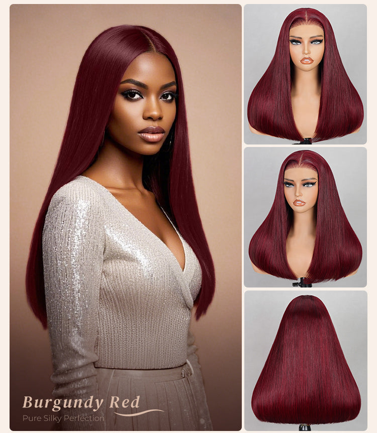 Collage of Red Wig on Model and Mannequin