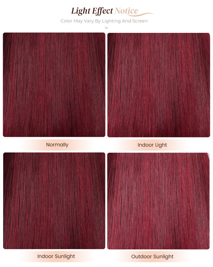 Arabella 6x5 invisible knots Glueless Burgundy Straight Wig Pre-cut Lace Beginner Friendly